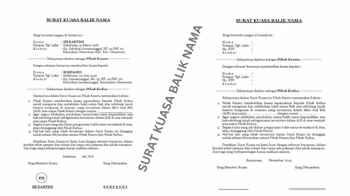 Contoh Surat Kuasa Balik Nama Motor yang Benar