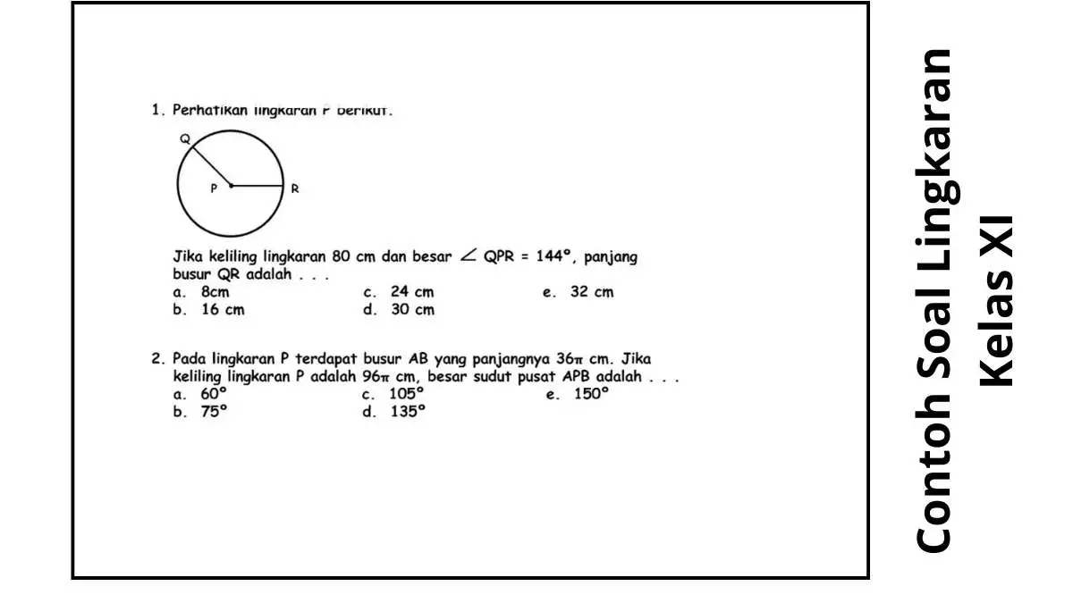 Contoh Soal Lingkaran Kelas 11 Beserta Jawabannya