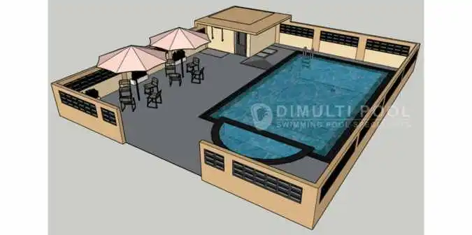 cara menggambar kolam renang