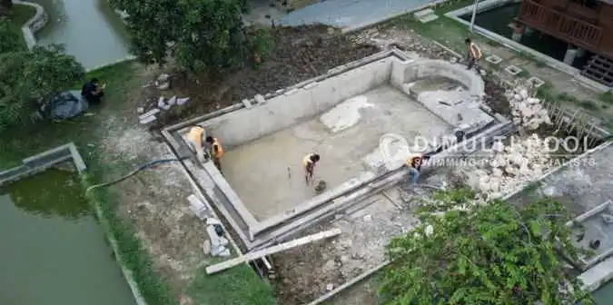 cara menggambar kolam renang