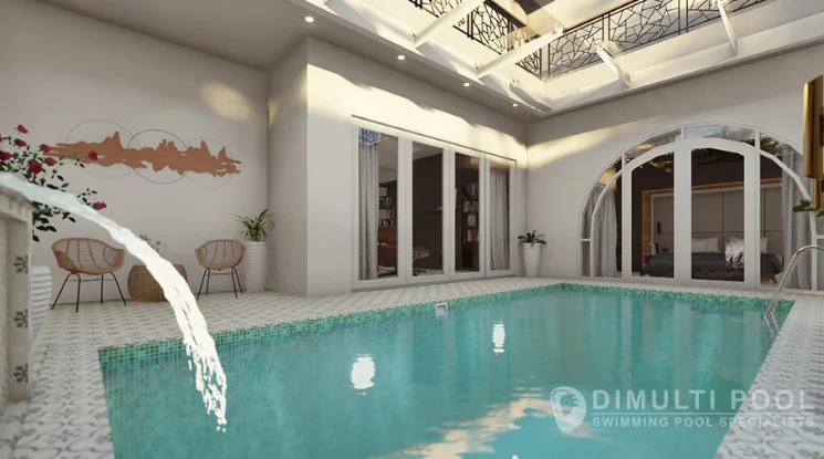 Lokasi pembuatan kolam renang indoor di taman belakang rumah. Ini penjelasannya.