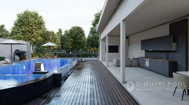 Kolam renang infinity pool. Salah satu bentuk kolam renang mewah yang bisa dibuat.