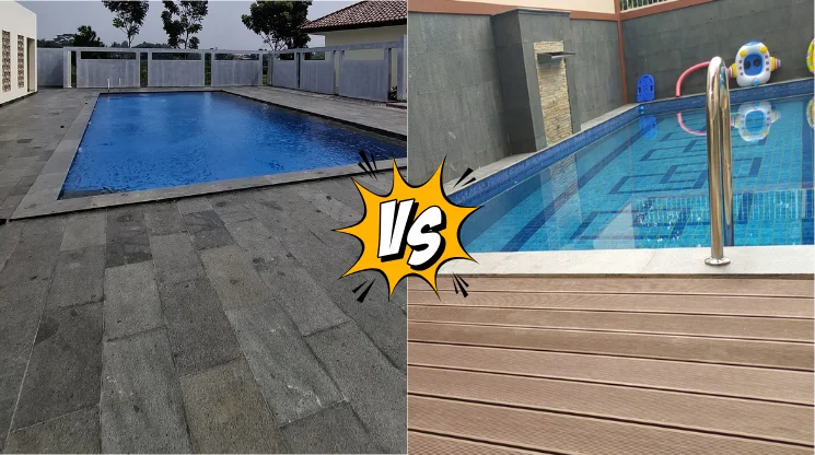 Decking WPC atau Batu Alam untuk Area Kolam Renang. Ini pertimbangannya.