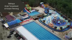 Ilustrasi kolam renang anak. Ini bahaya anak terpeleset di area kolam renang.