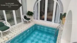Penggunaan keramik kasar. Salah satu cara mencegah ruangan kolam renang indoor licin.