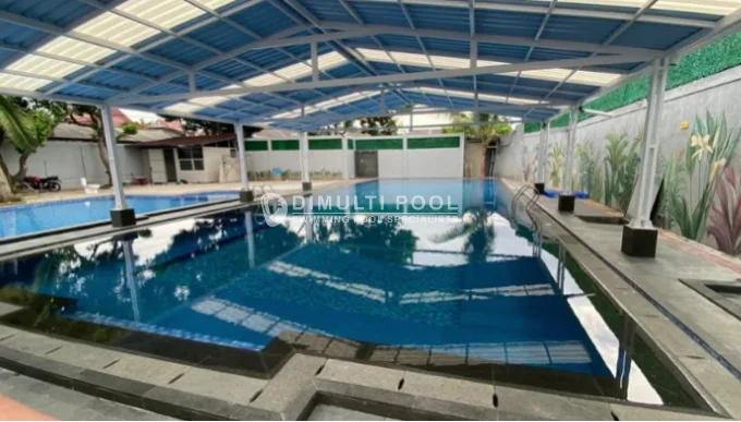 Contoh pemasangan kanopi kolam renang.